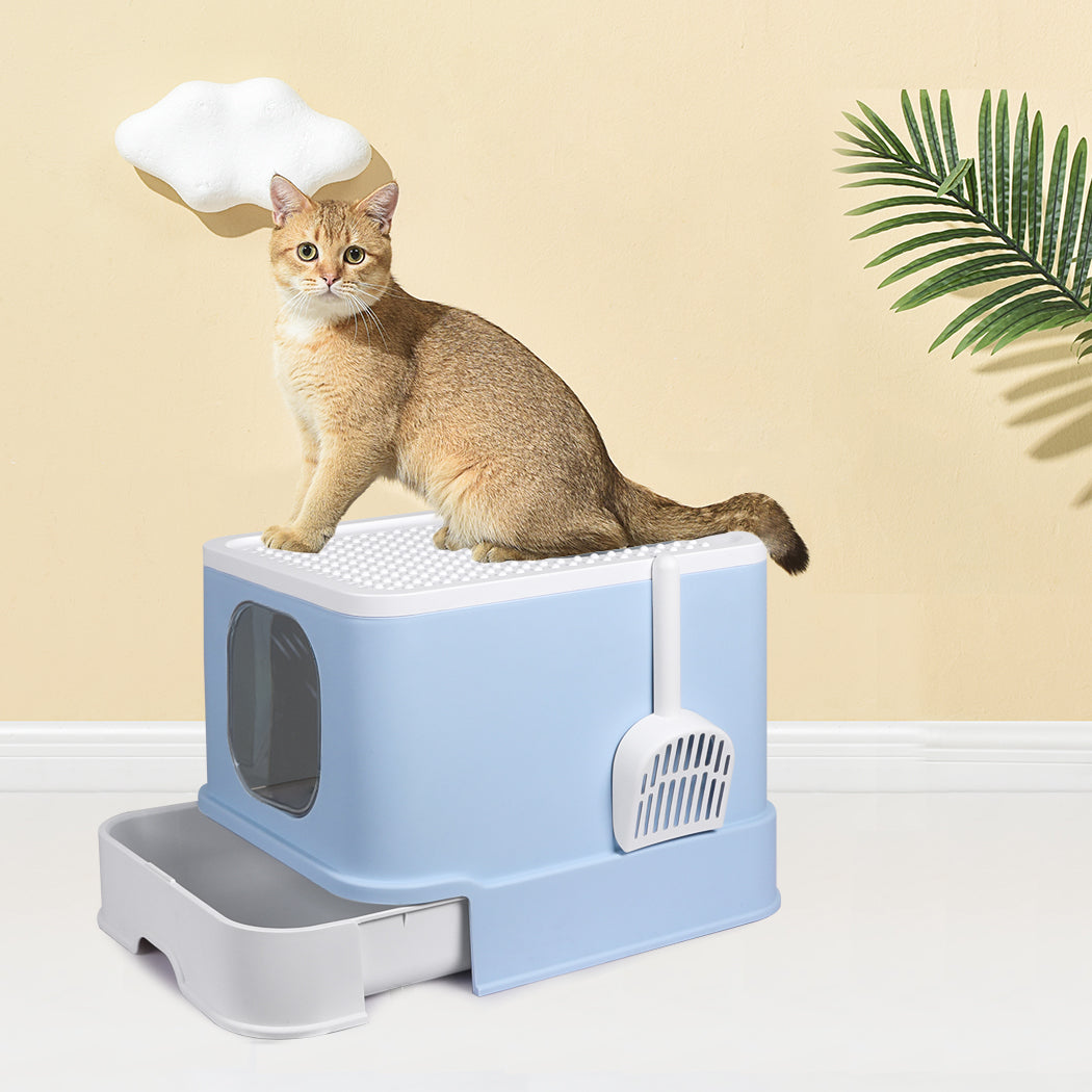 PaWz Cat Litter Box Fully Enclosed Kitty Blue-1942353064627408902