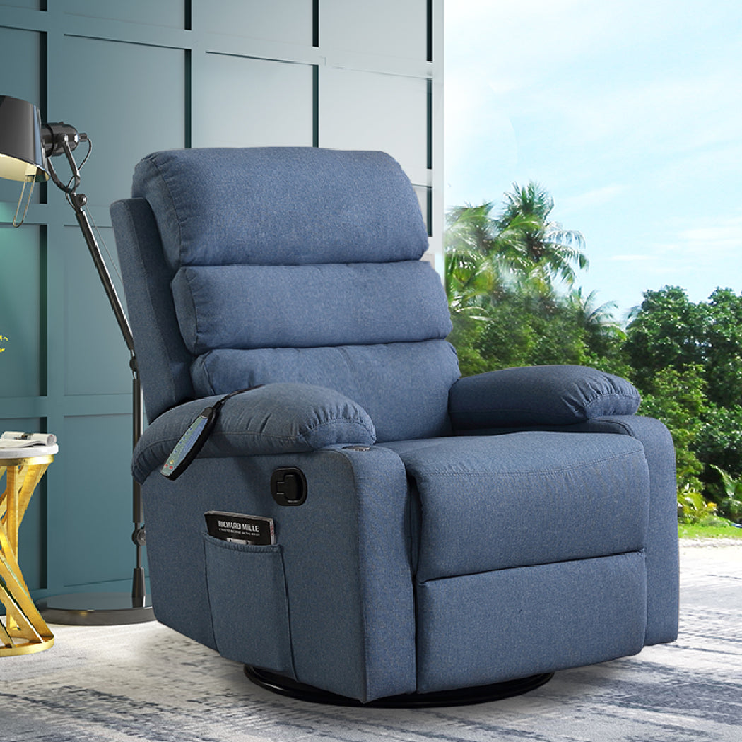 Levede Massage Chair Recliner Chairs Blue-1910112921329995782