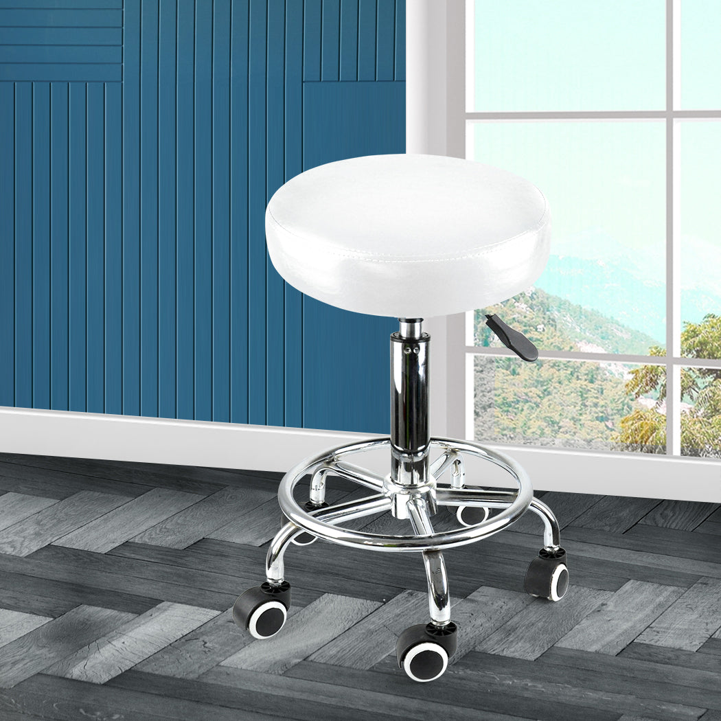Levede Salon Stool Swivel Hairdressing White-1910112554588442630
