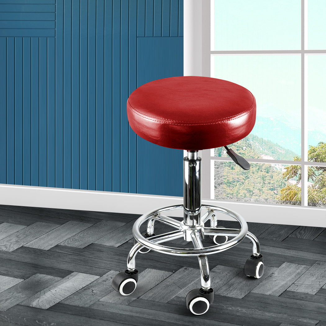 Levede Salon Stool Swivel Barber Stools Red-1910112553606975494