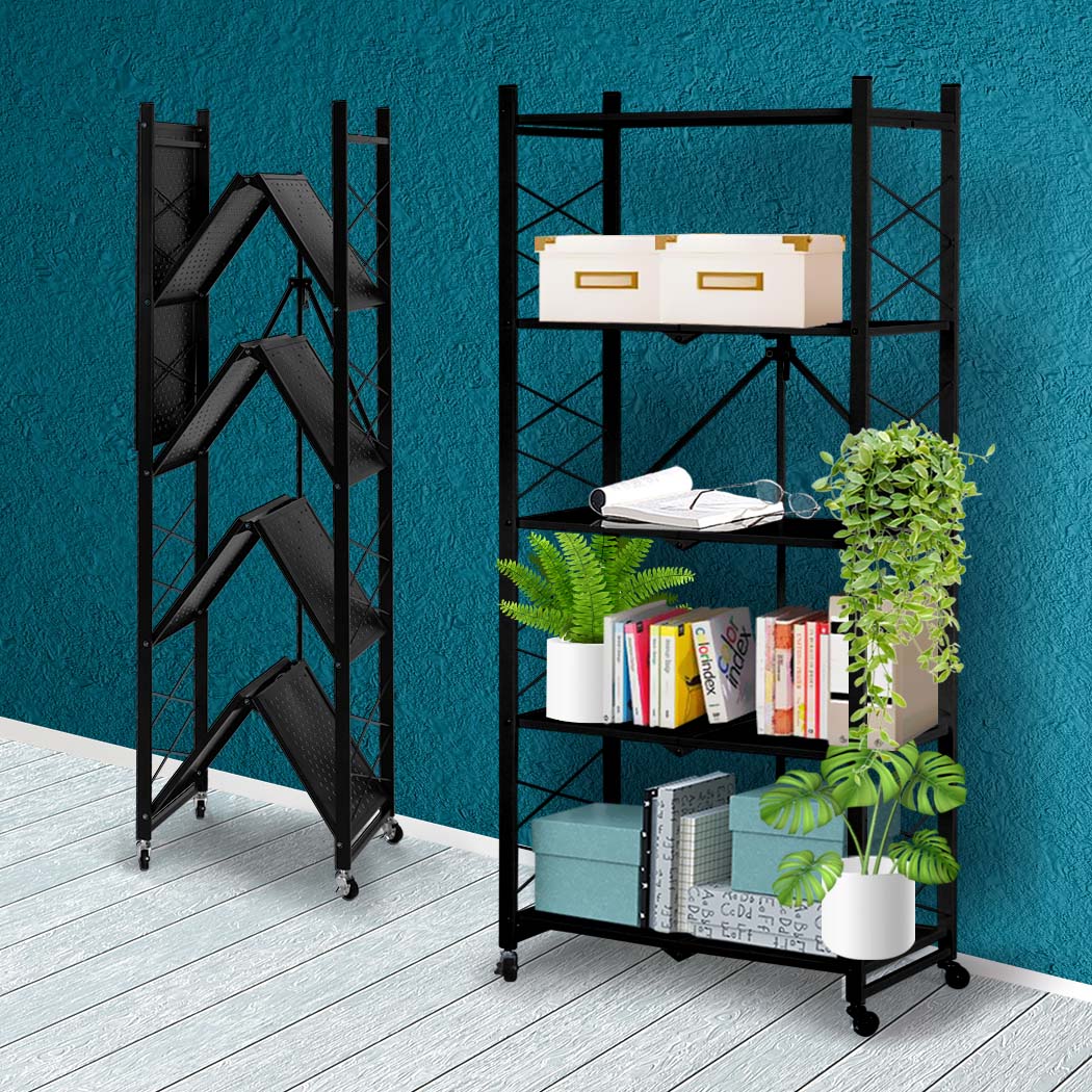 Levede Foldable Storage Shelf Display Black 5 Tiers-1942352905193525255