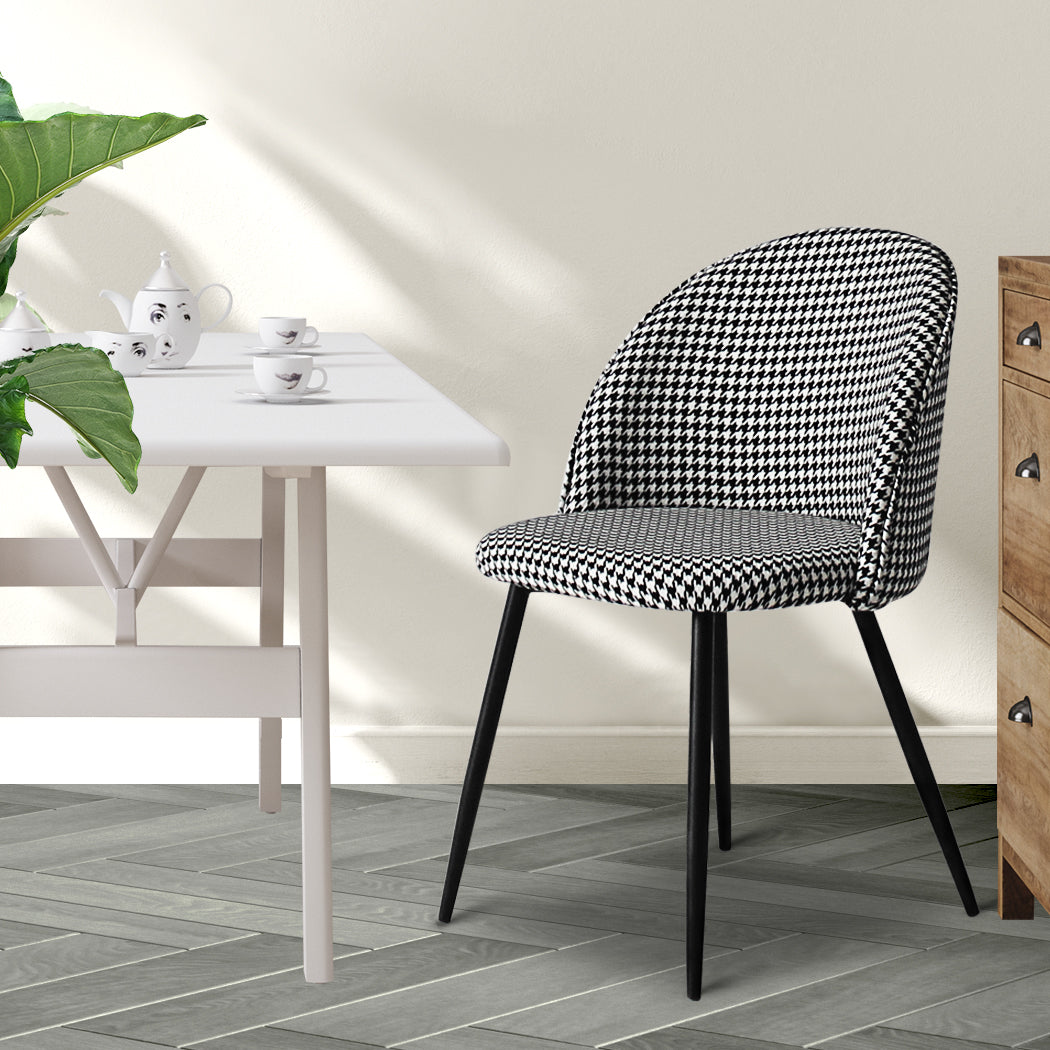Levede 2x Dining Chairs Kitchen Cafe Black and White-1910113282824474631