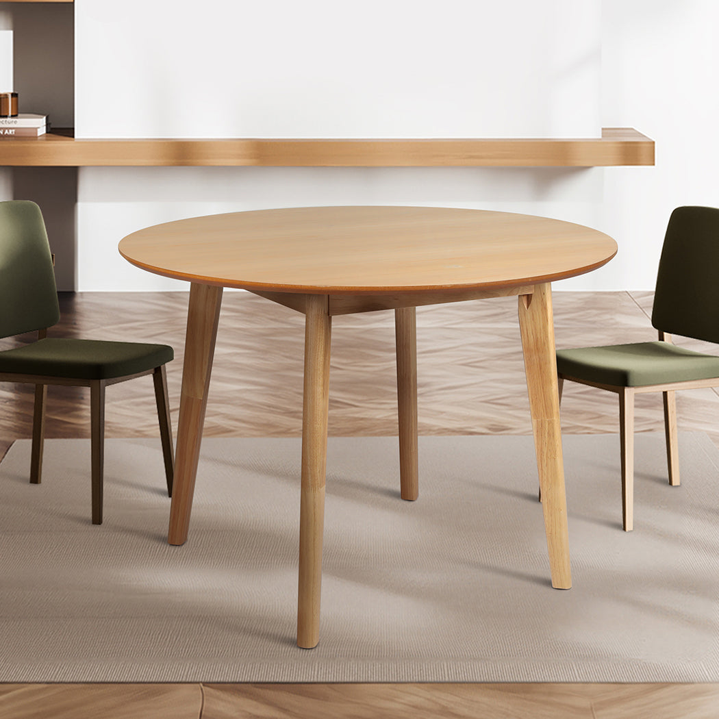 Levede Dining Table Round Rubberwood Base 100cm Natural 100 CM-1910113303351398407