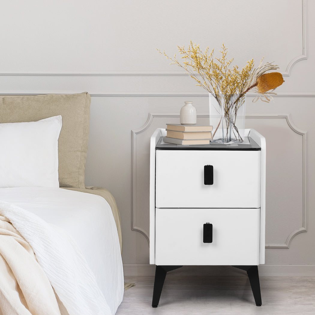Levede Bedside Table LED Lights Drawers Storage-1937319786799304710