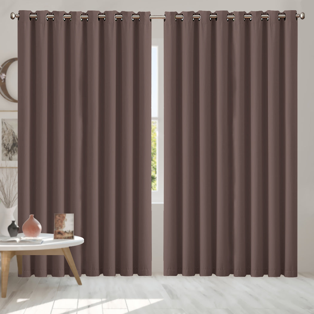 2x Blockout Curtains Panels 3 Layers Taupe CD1003-300X230-GY-1942353387320381446
