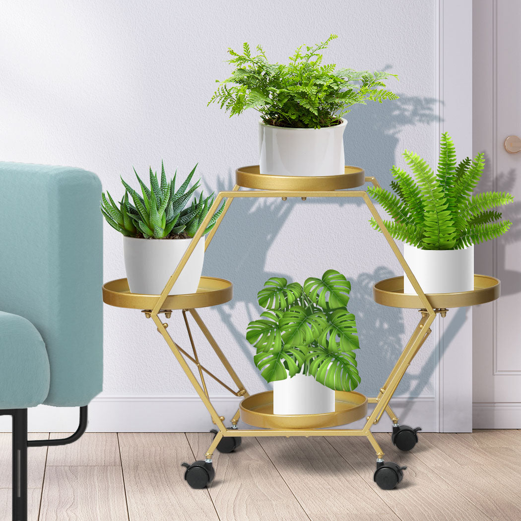 Levede Plant Stand Garden Outdoor Indoor Gold-1942353751700541447