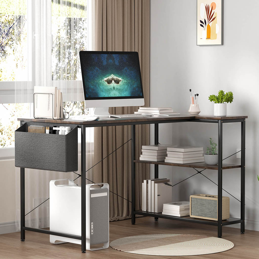 Levede L Shaped Computer Desk Corner Desk Brown-1937319785532624903
