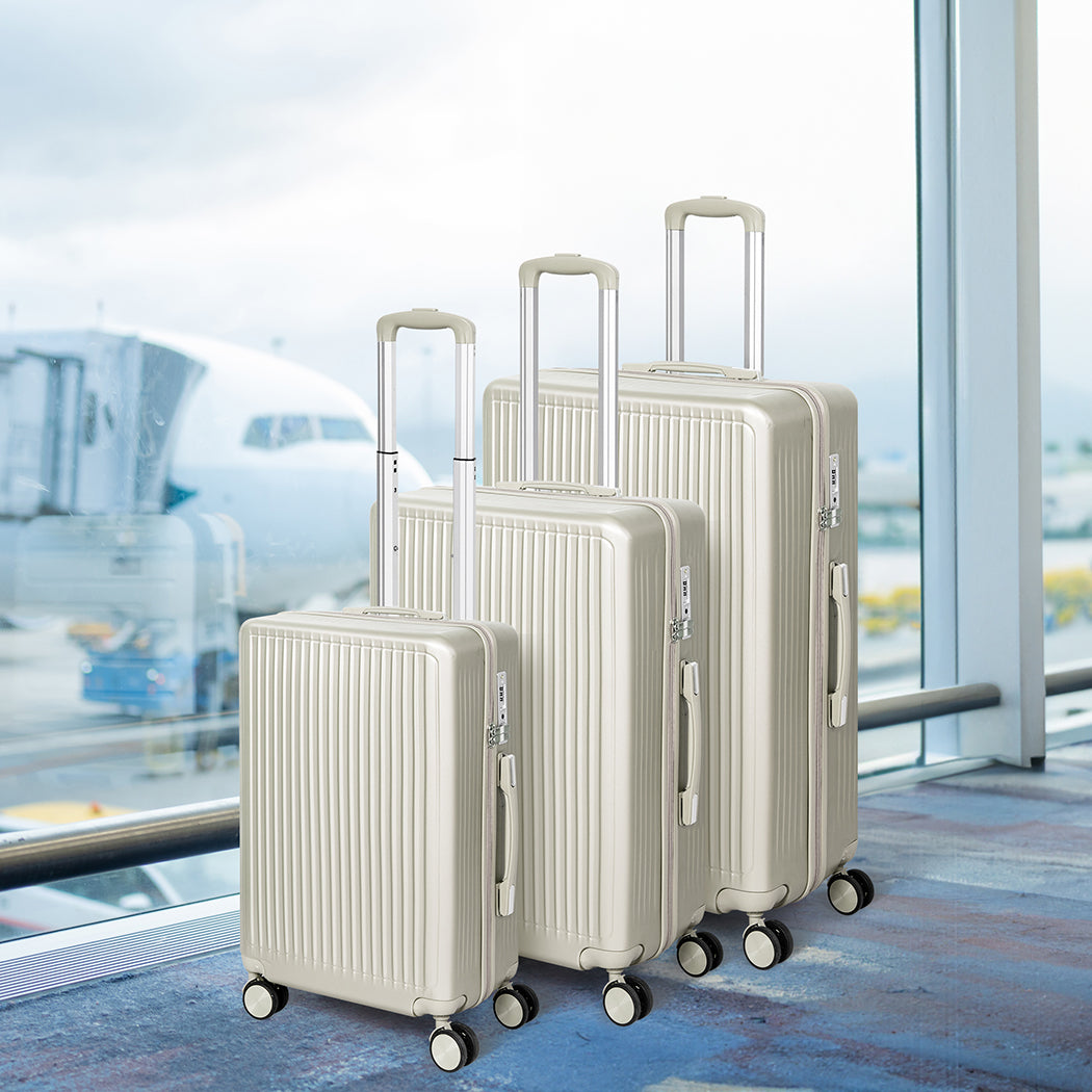 Slimbridge Luggage Suitcase Trolley White 3pc 20"+24"+28"-1942352948675874823