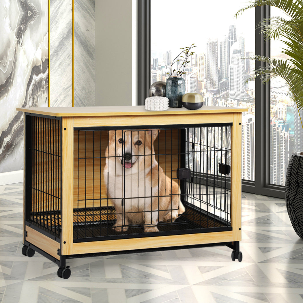 PaWz Wooden Wire Dog Kennel Side End L Large-1942352752306950151