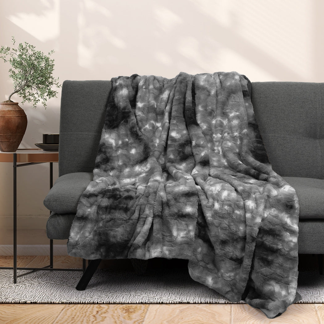 Dreamz Luxury Tie-dyed Blanket Grey 127cm x 152cm-1942353604589522950