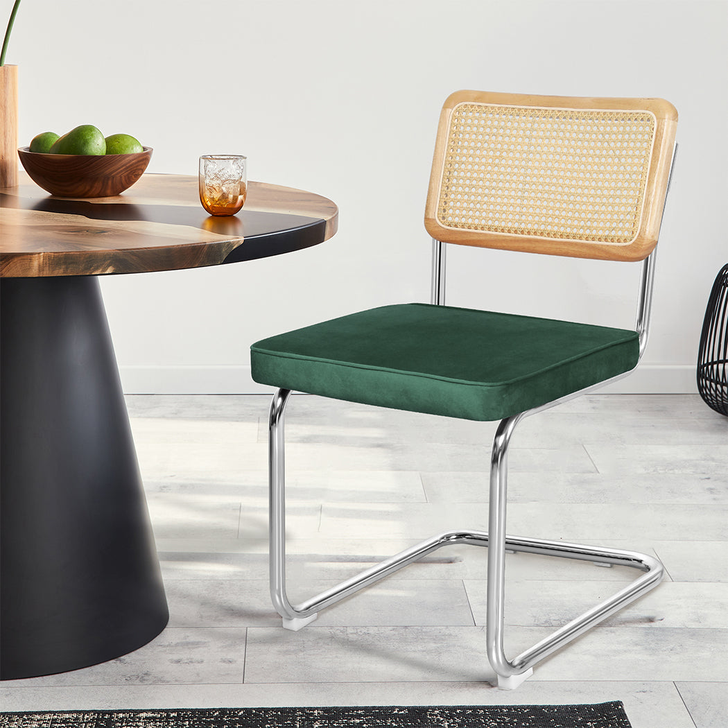Levede 2xRattan Chair Dining Chairs Green-1910113300486688775