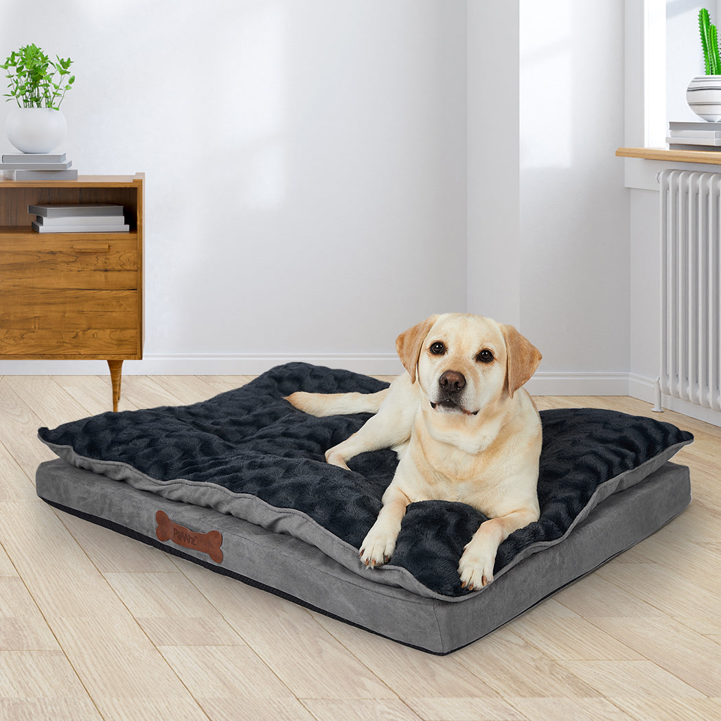 Dog Calming Bed Warm Soft Plush Comfy XL Grey X-Large-1942353079399747591