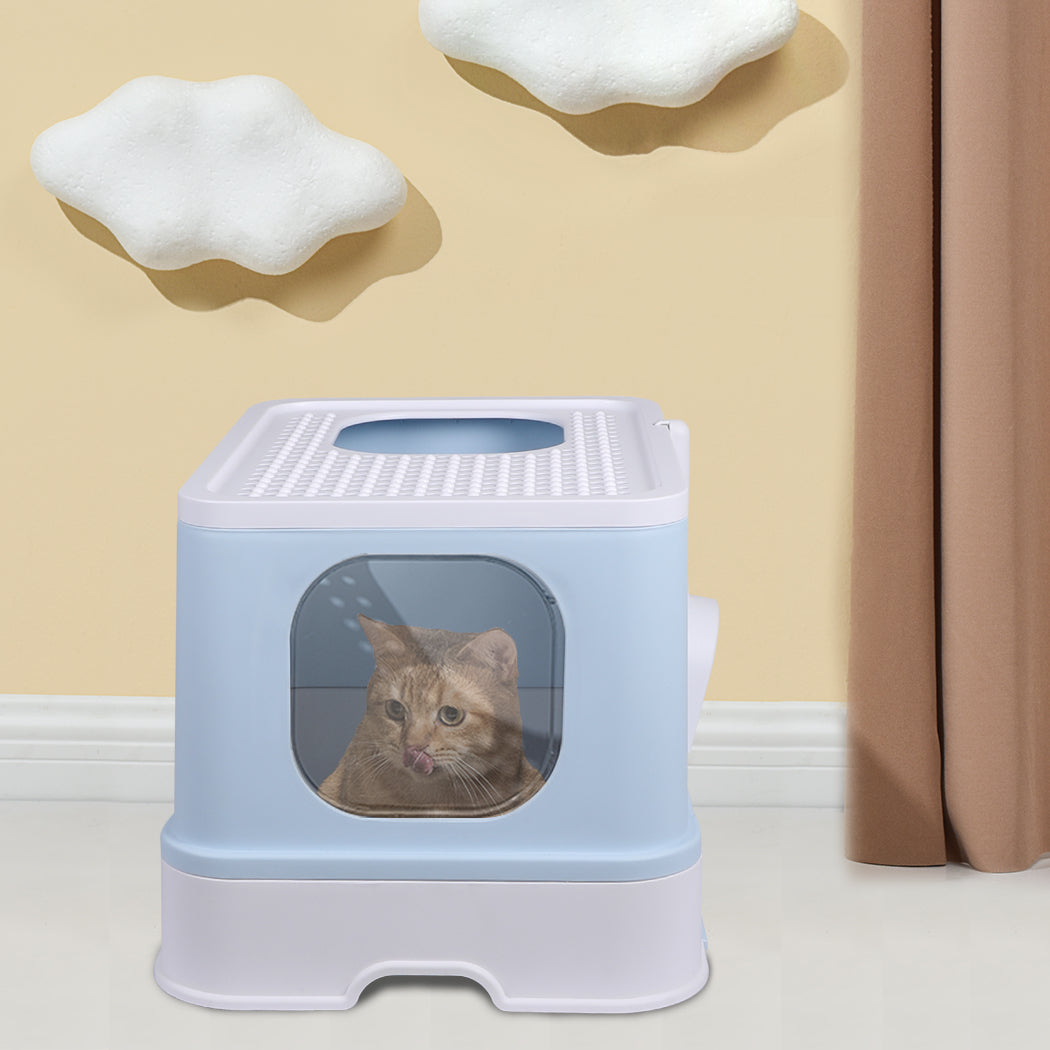 PaWz Cat Litter Box Fully Enclosed Kitty Blue-1942353064627408903