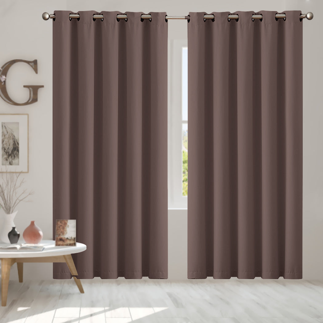 2x Blockout Curtains Panels 3 Layers Taupe-1942353383063162886