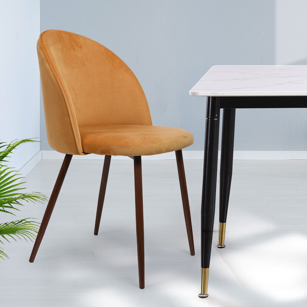 Levede 2x Dining Chairs Seat French Mustard-1910113282996441095