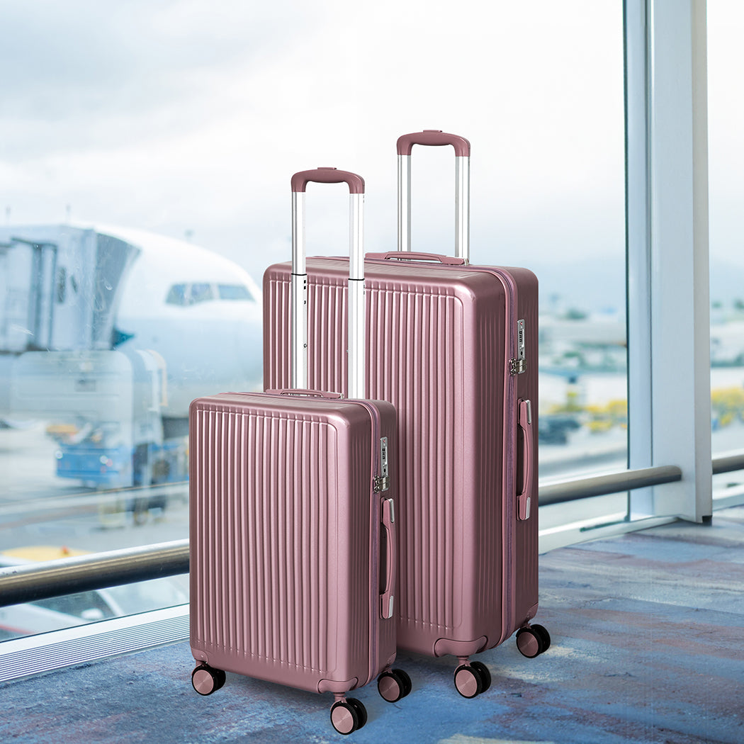 Slimbridge Luggage Suitcase Trolley Rose gold 2pc 20"+28"-1942352947887345671