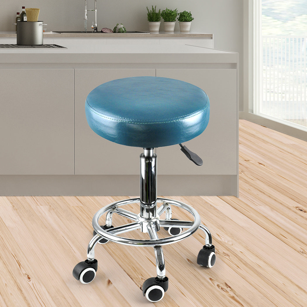 Levede Bar Stools Salon Stool Swivel Teal-1910112554269675526