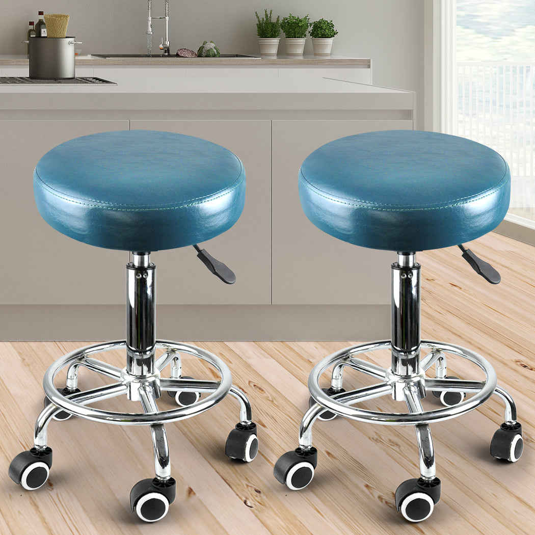 Levede 2x Barstool Swivel Salon Hairdressing Teal-1910112554437447686
