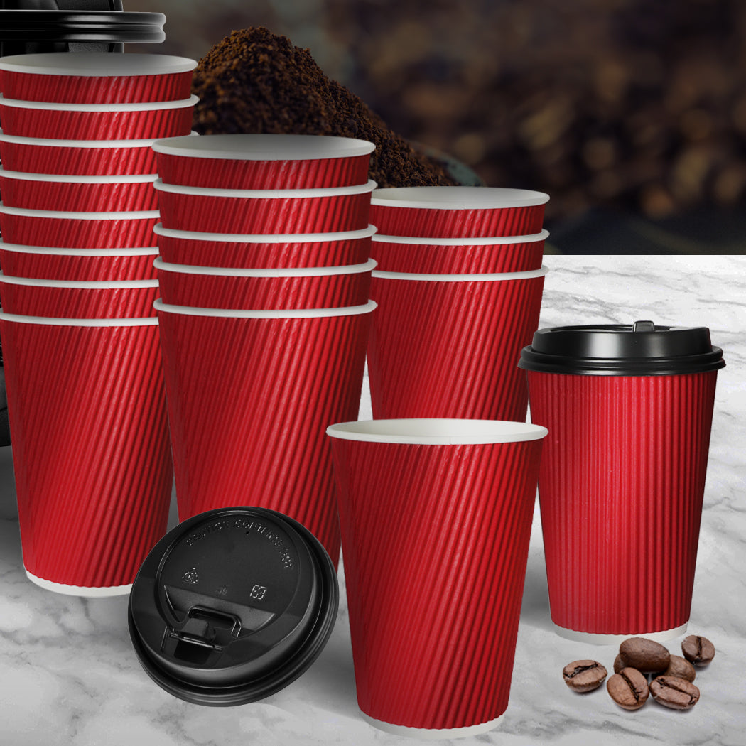 1000 Pcs 8oz Disposable Takeaway Coffee Red-1942353276599144455