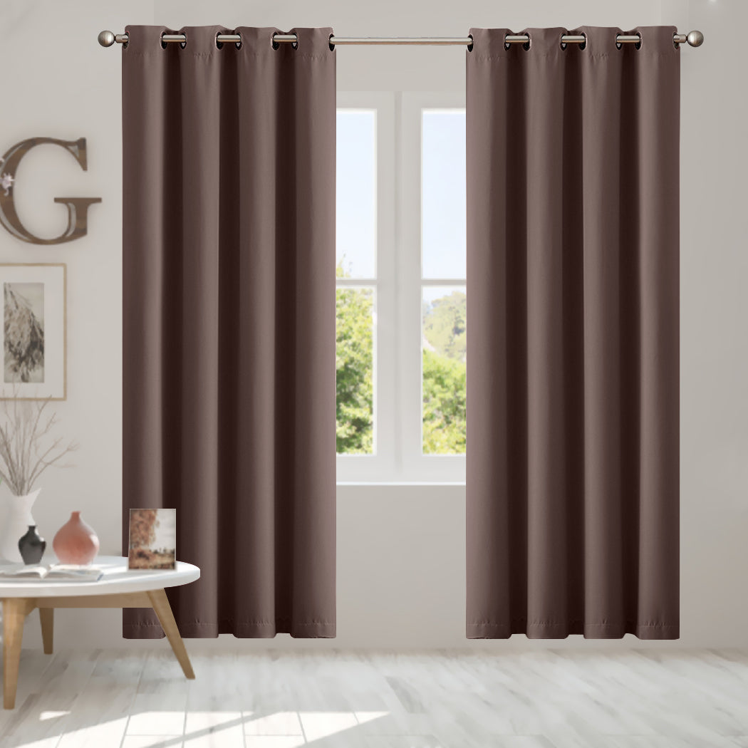 2x Blockout Curtains Panels 3 Layers Taupe-1942353381108617222