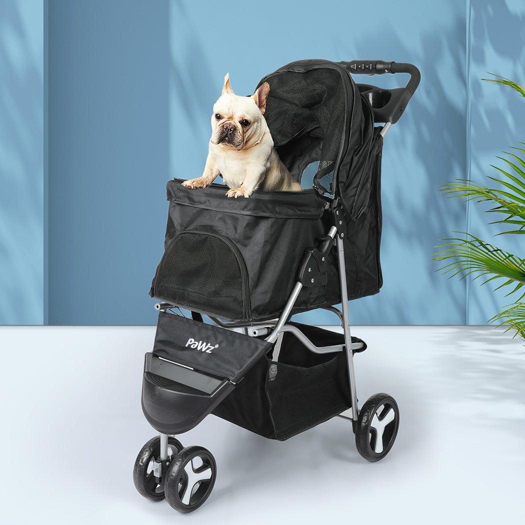 PaWz Large Pet Stroller Dog Cat Carrier Black-1942352819982045191