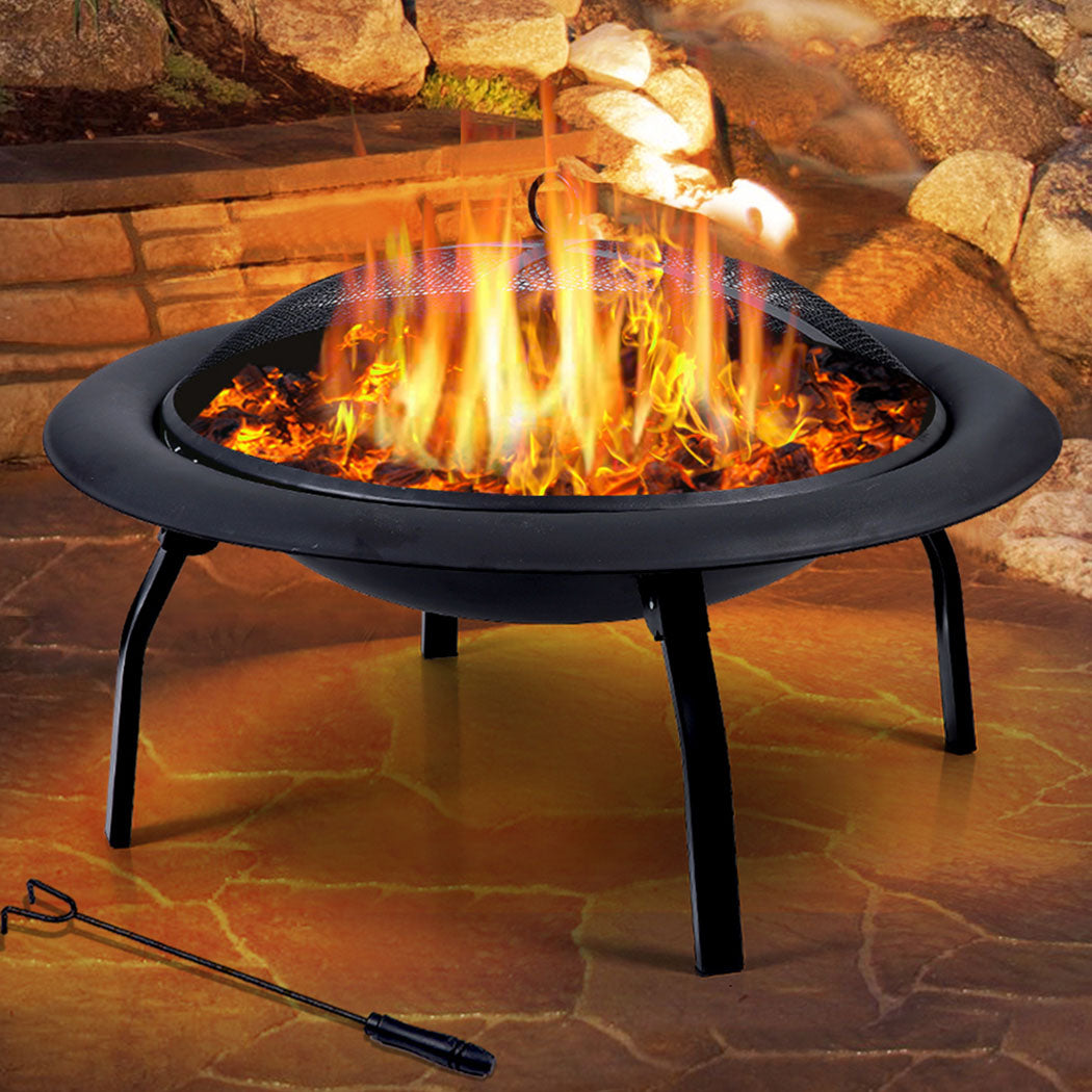 22" Outdoor Fire Pit BBQ Grill Fireplace Small-1942353057358680071
