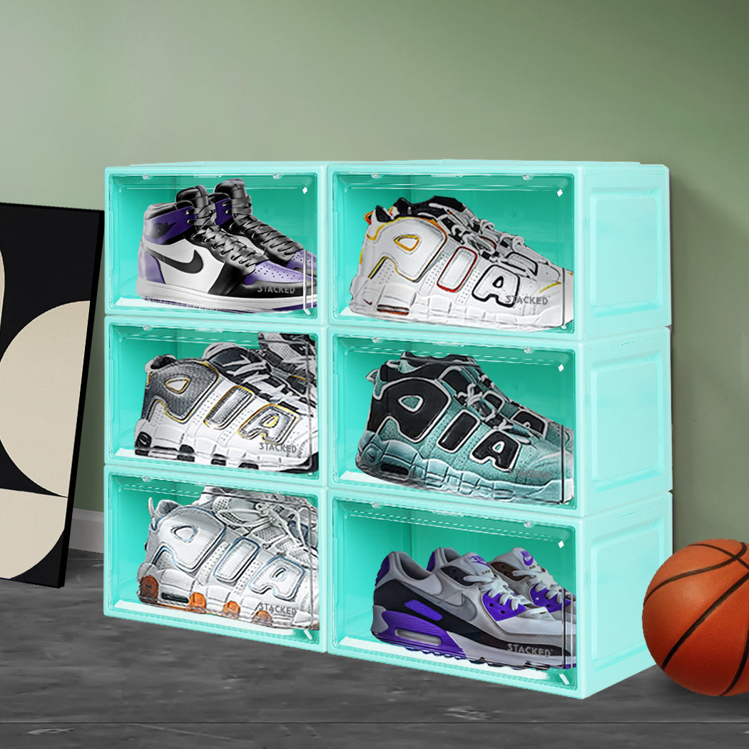 Stacked 6x Sneaker Display Case Shoe Cyan-1942352815502528519