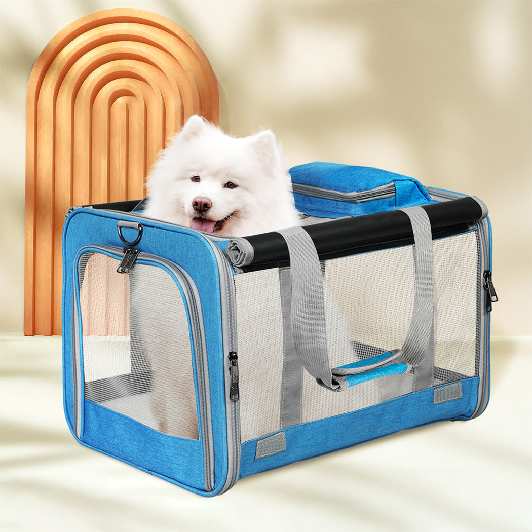Pawz 3 in 1 Pet Soft Crate Dog Cat Carrier XL Size Blue-1942353704355237895
