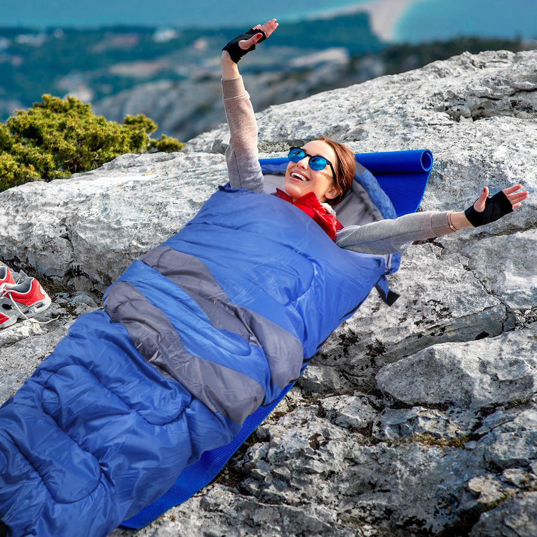 Mountview Single Sleeping Bag Bags Outdoor Blue-1942352890593153031