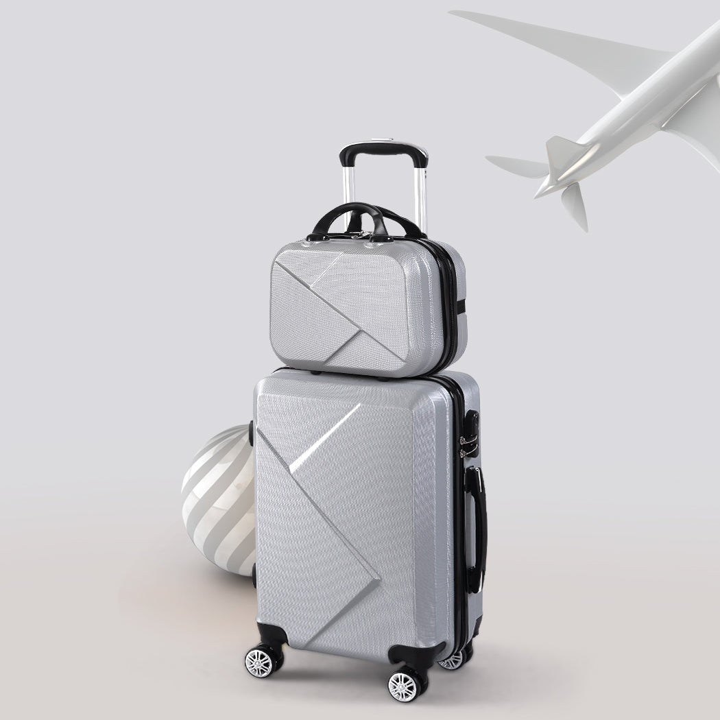 Slimbridge 2pcs 20"Travel Luggage Set Grey-1942352931965767687