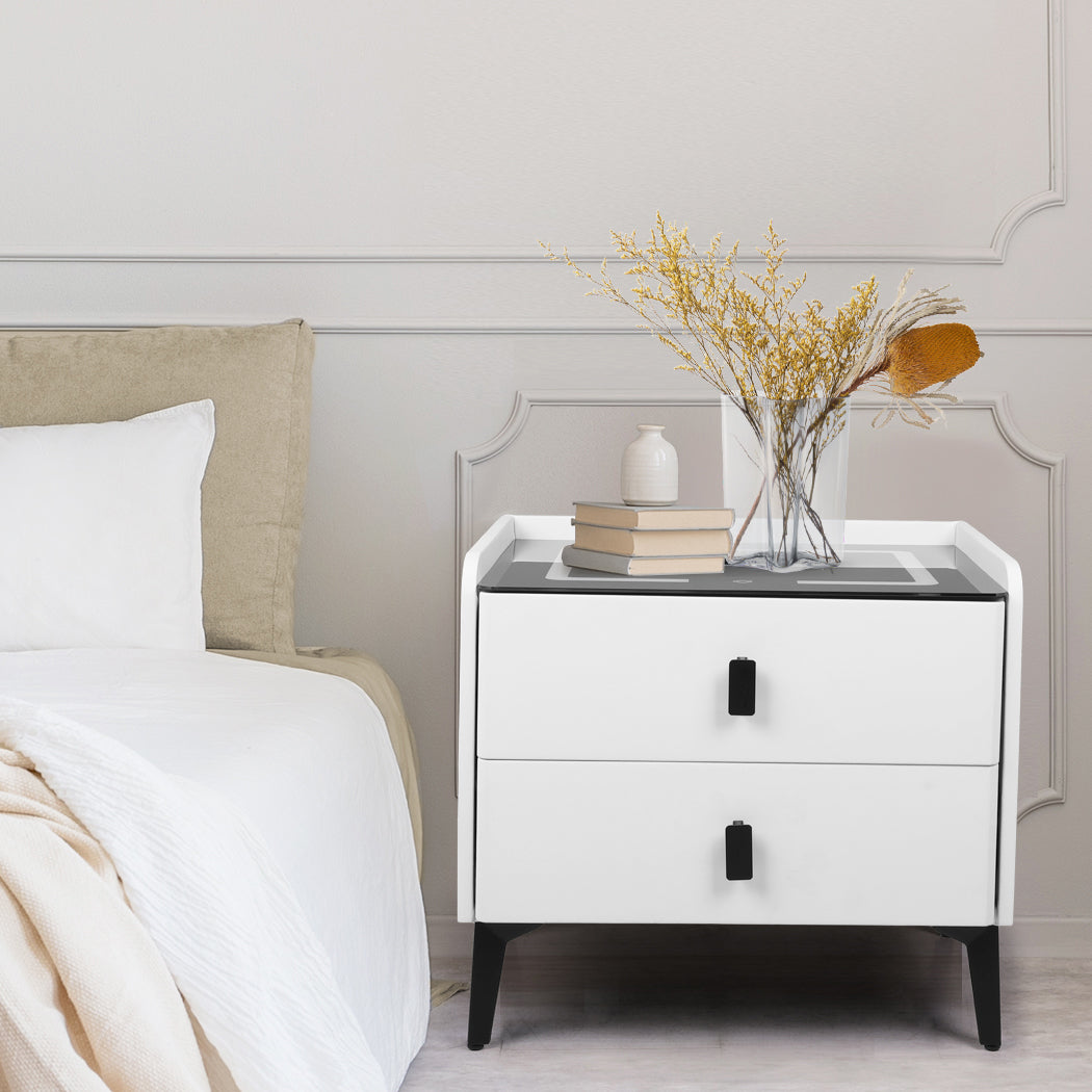 Levede Bedside Table LED Lights Drawers Storage-1910112205802704902