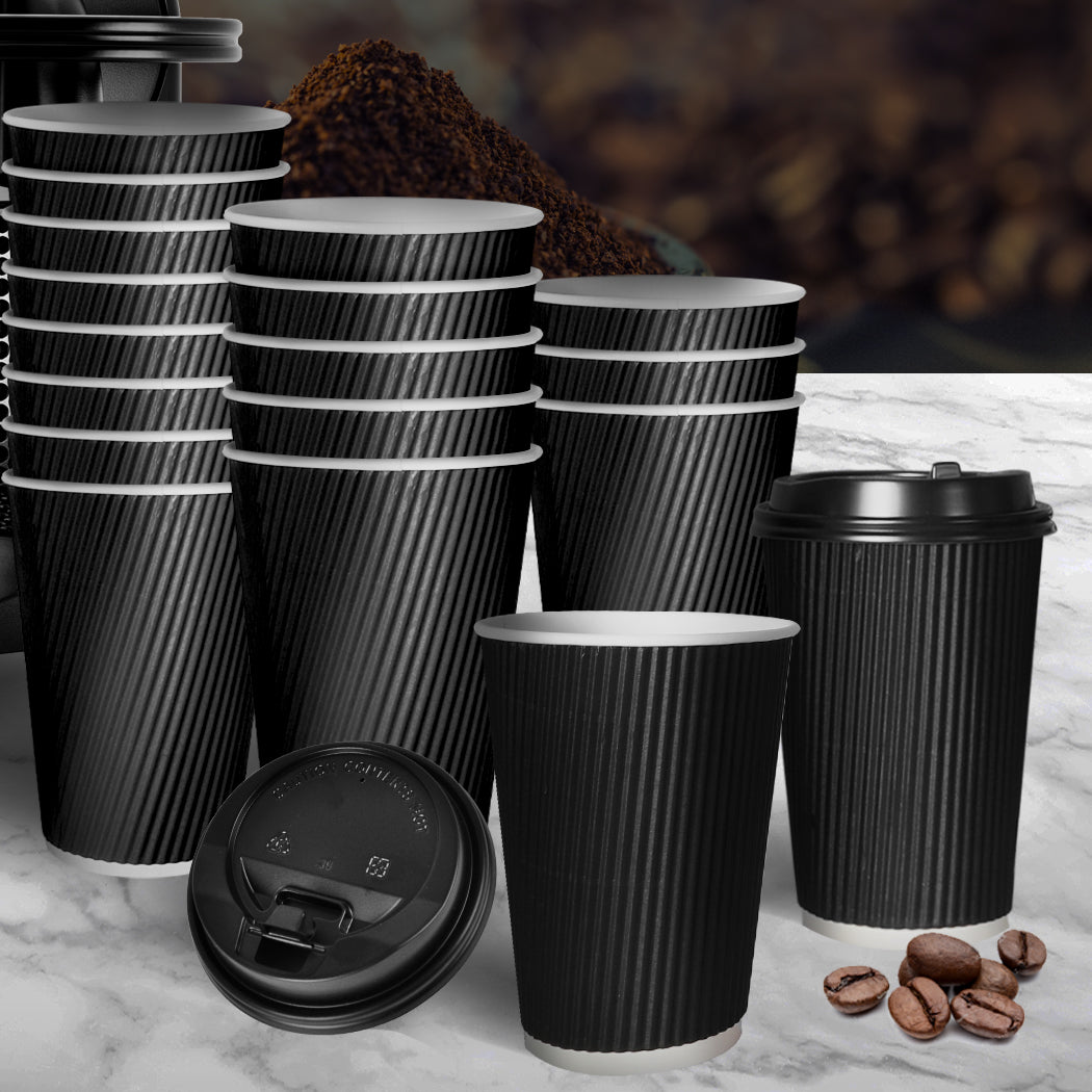 1000 Pcs 8oz Disposable Takeaway Coffee Black-1942353276422983687