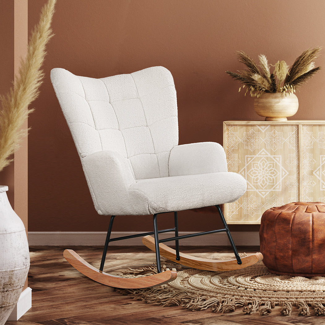 Levede Fleece Rocking Chair-1910112200106840071