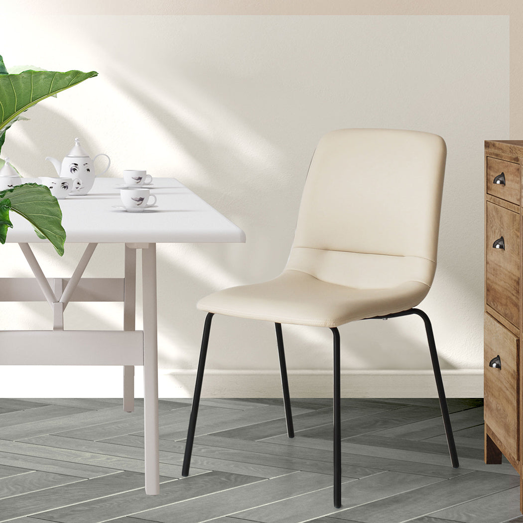 Levede Stackable Dining Chairs Kitchen Beige-1910113294455279623