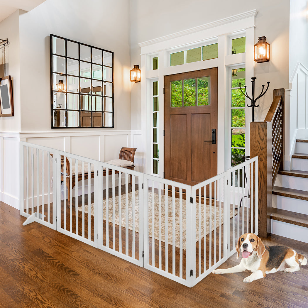 PaWz Wooden Pet Gate Dog Fence Safety White 10 Pack-1942353081522065415