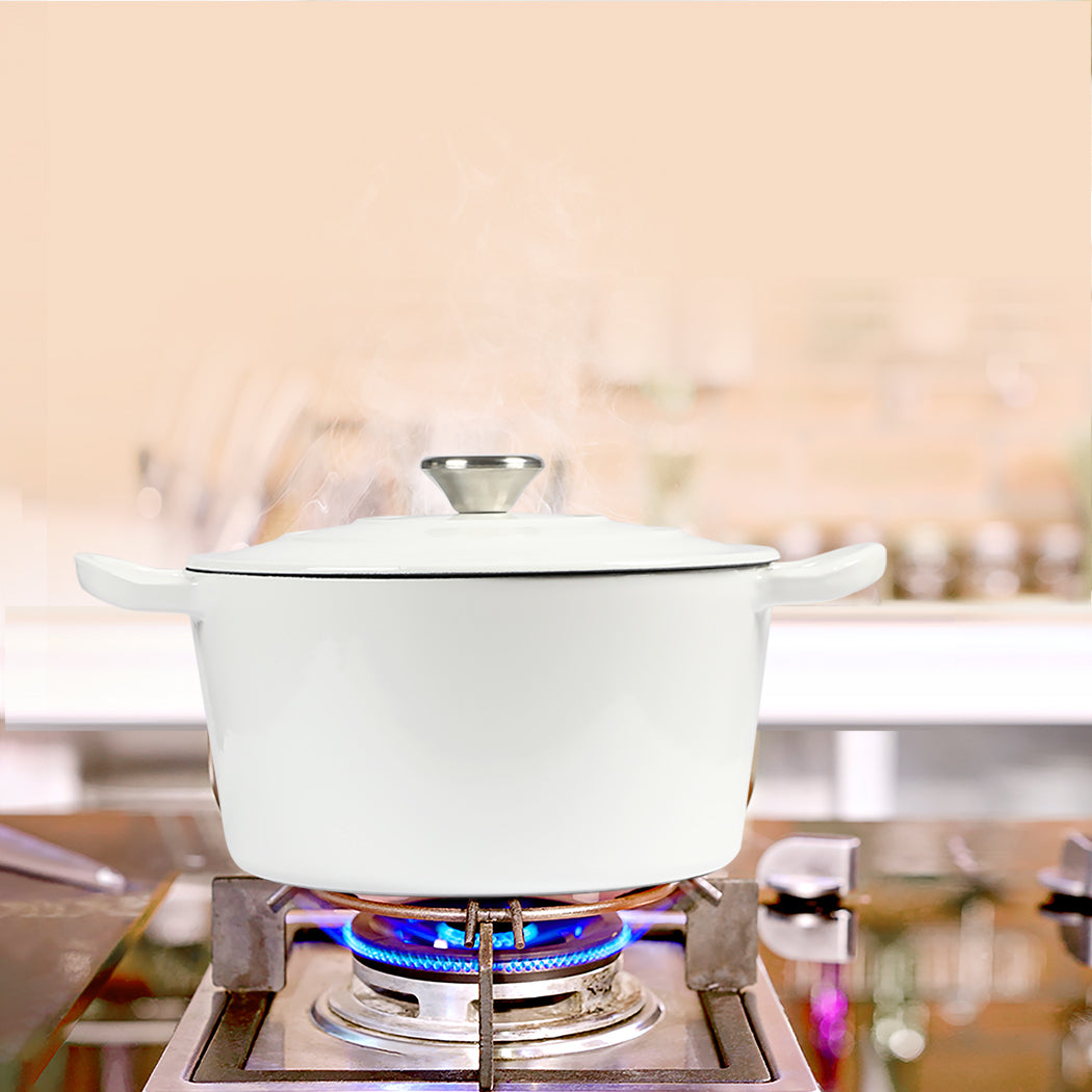 TOQUE 4L Enamel Dutch Oven Pot in White Colour-1942352919164751879