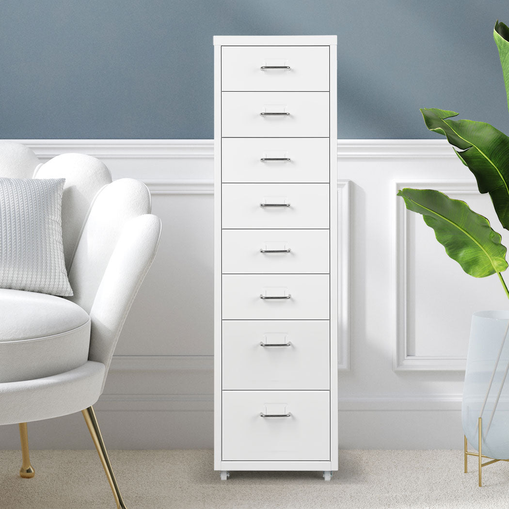 Levede Office Cabinet 8 Drawer Drawers White-1917016720338456582