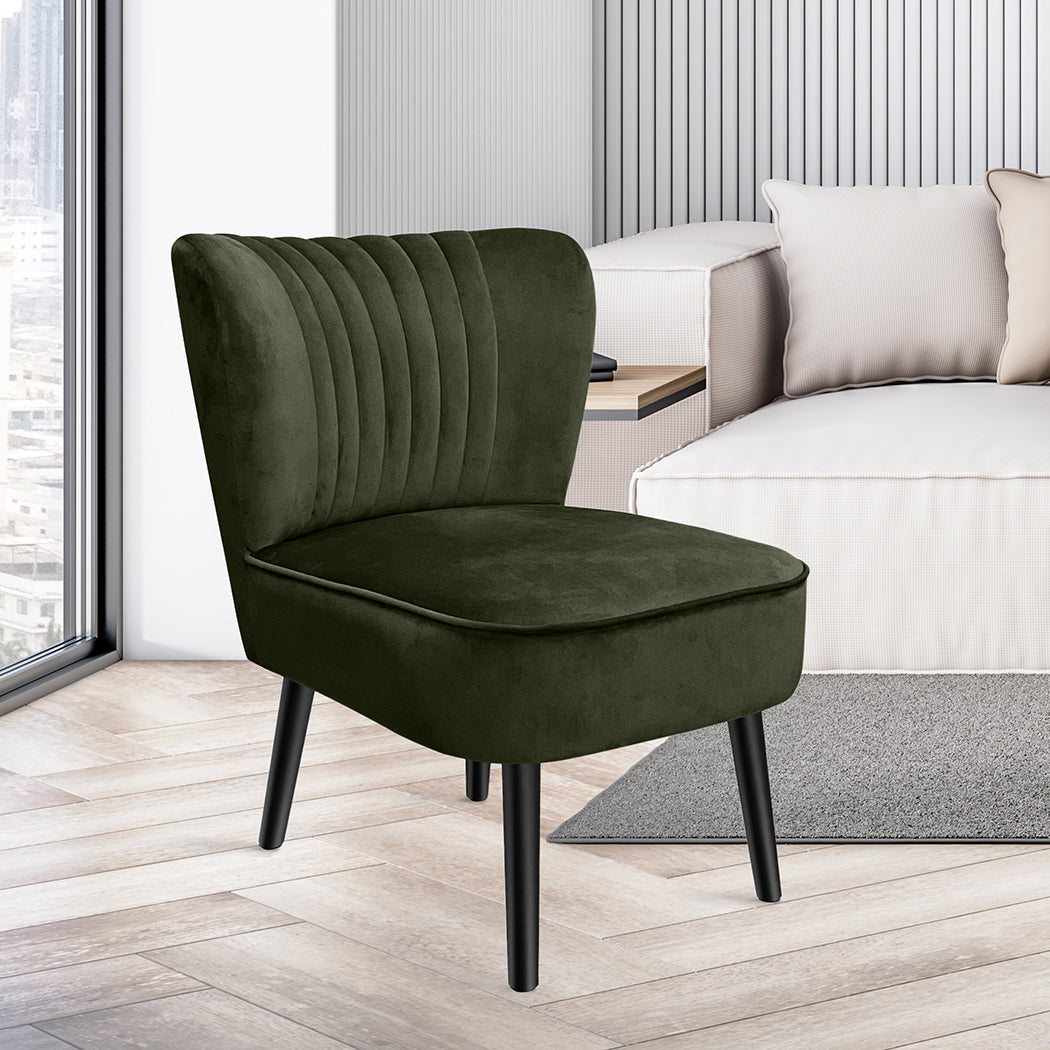 Levede Accent Chair Foot Stool Set Ottoman Green-1919892908174086151