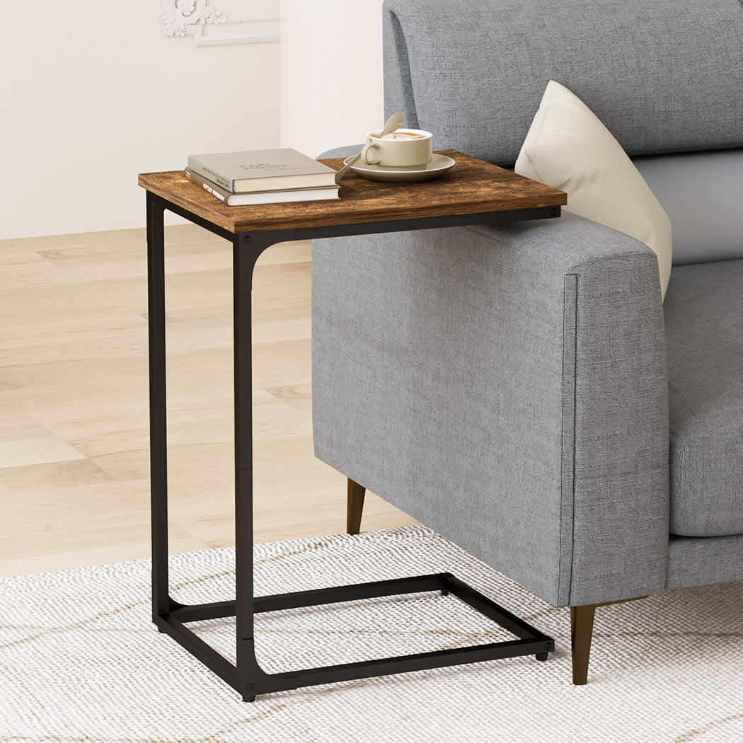 Levede C-shaped End Table Side Sofa Coffee Wood Overbed Laptop Table Industrial-1910112206297632775