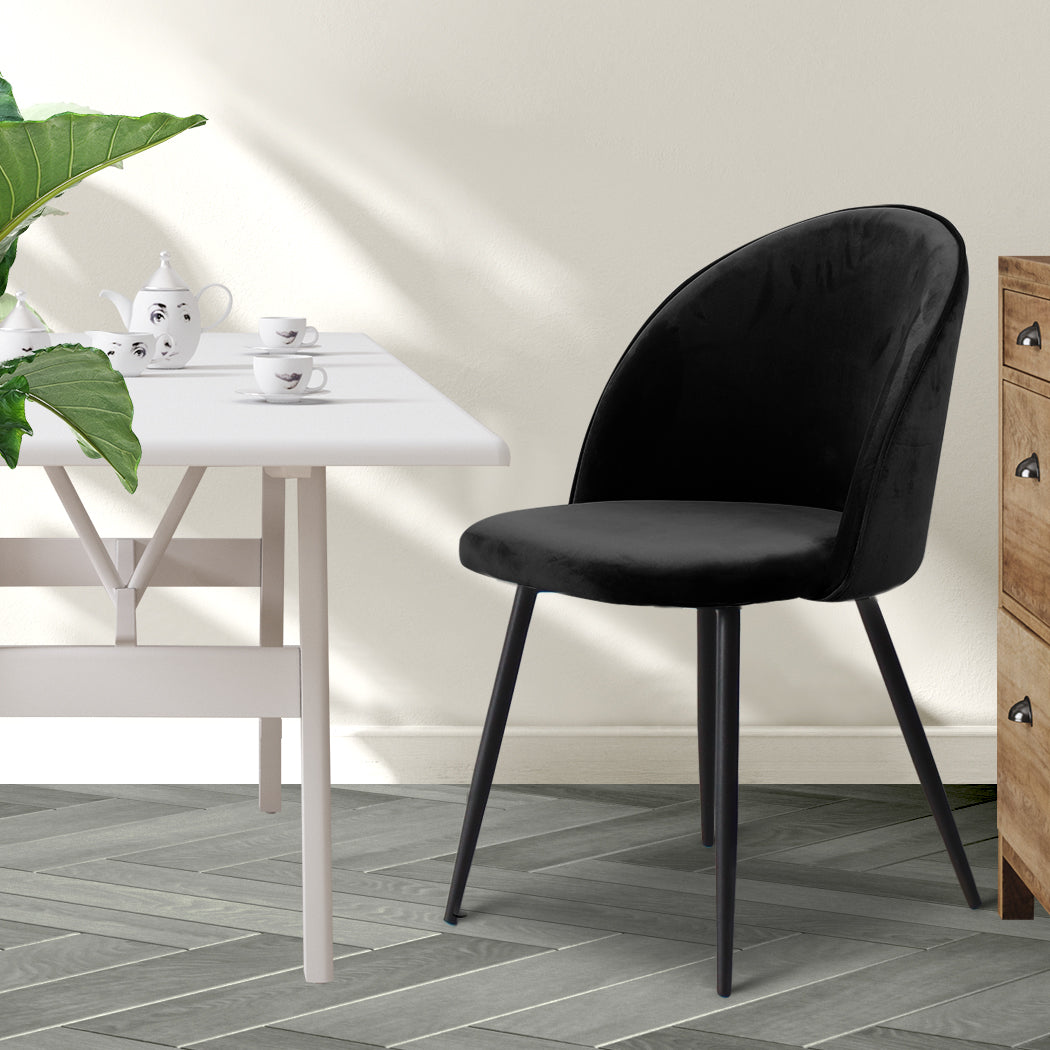 Levede 2x Dining Chairs Kitchen Cafe Black-1910113282501513223
