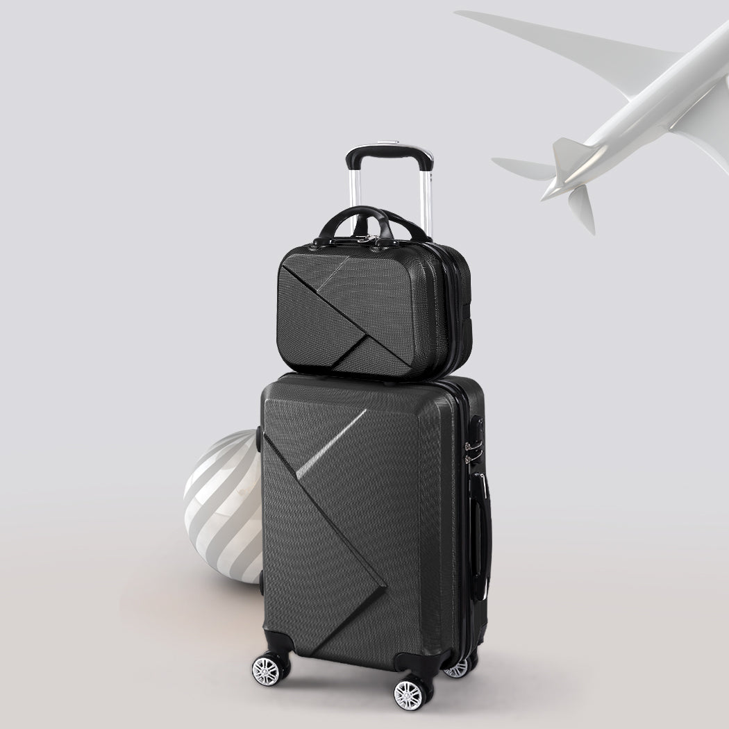 Slimbridge 2pcs 20"Travel Luggage Set Black-1942352931445673991