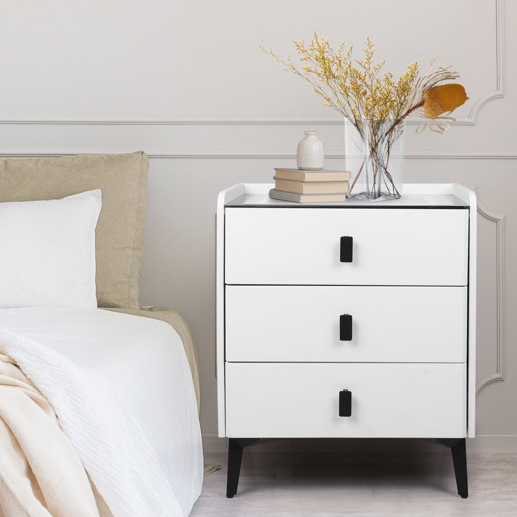 Levede Bedside Table LED Lights Drawers Storage-1937319786606366726