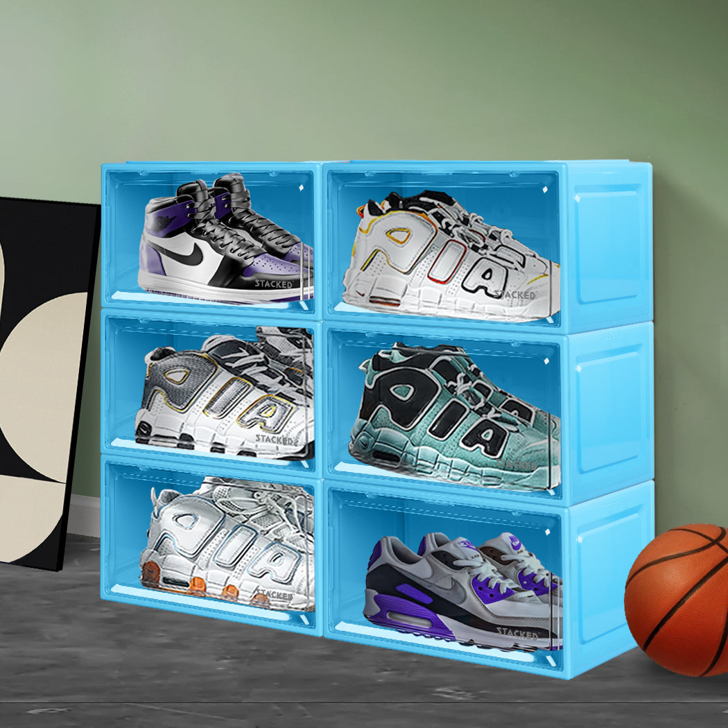 Stacked Sneaker Display Case Shoe Storage Blue-1942352815309590535