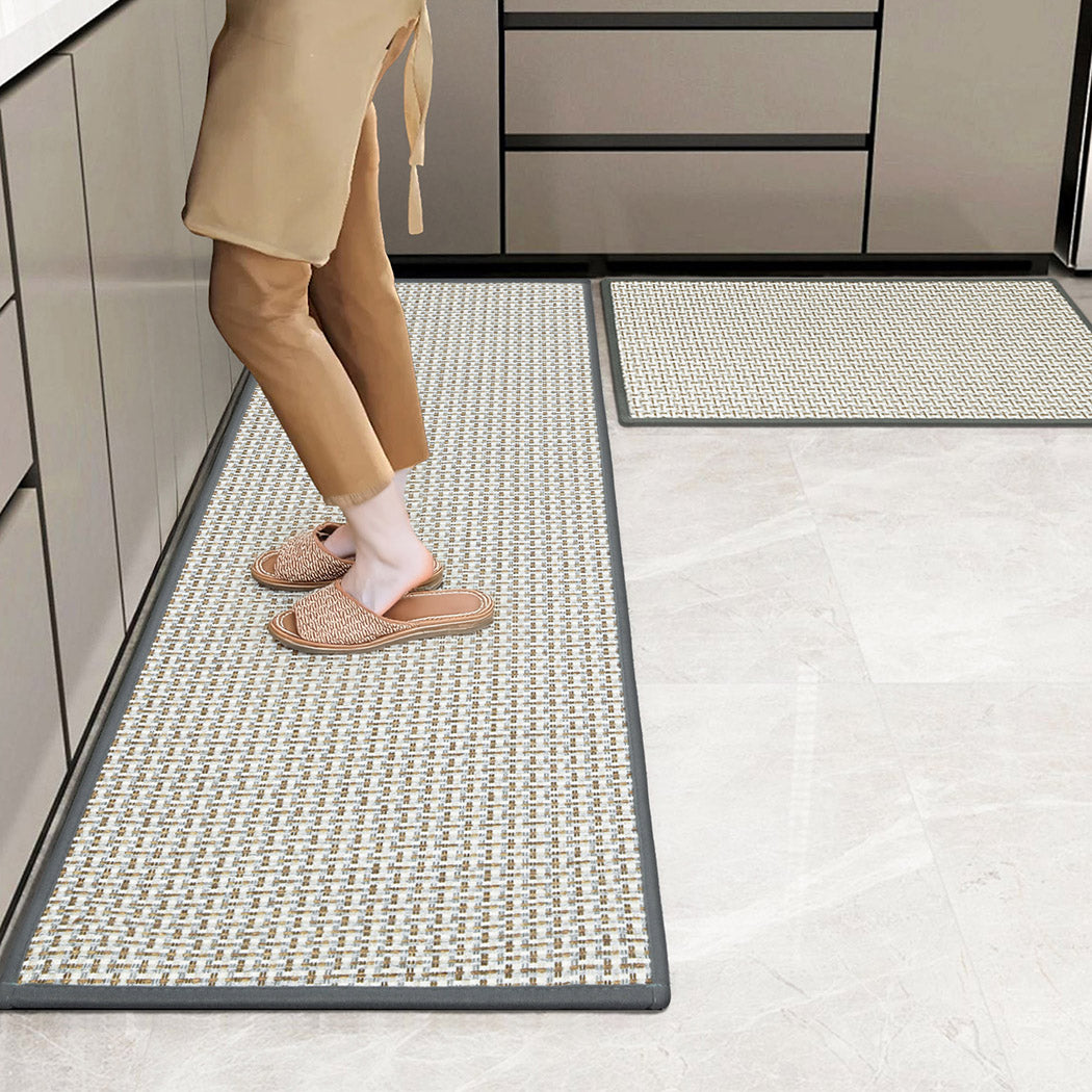 Marlow Kitchen Rug 2PCS Woven Non Slip Absorbent Grey-1942353698965557255