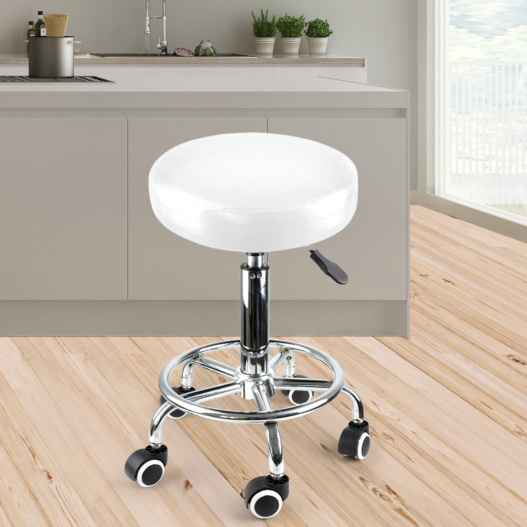 Levede Salon Stool Swivel Hairdressing White-1910112554588442631