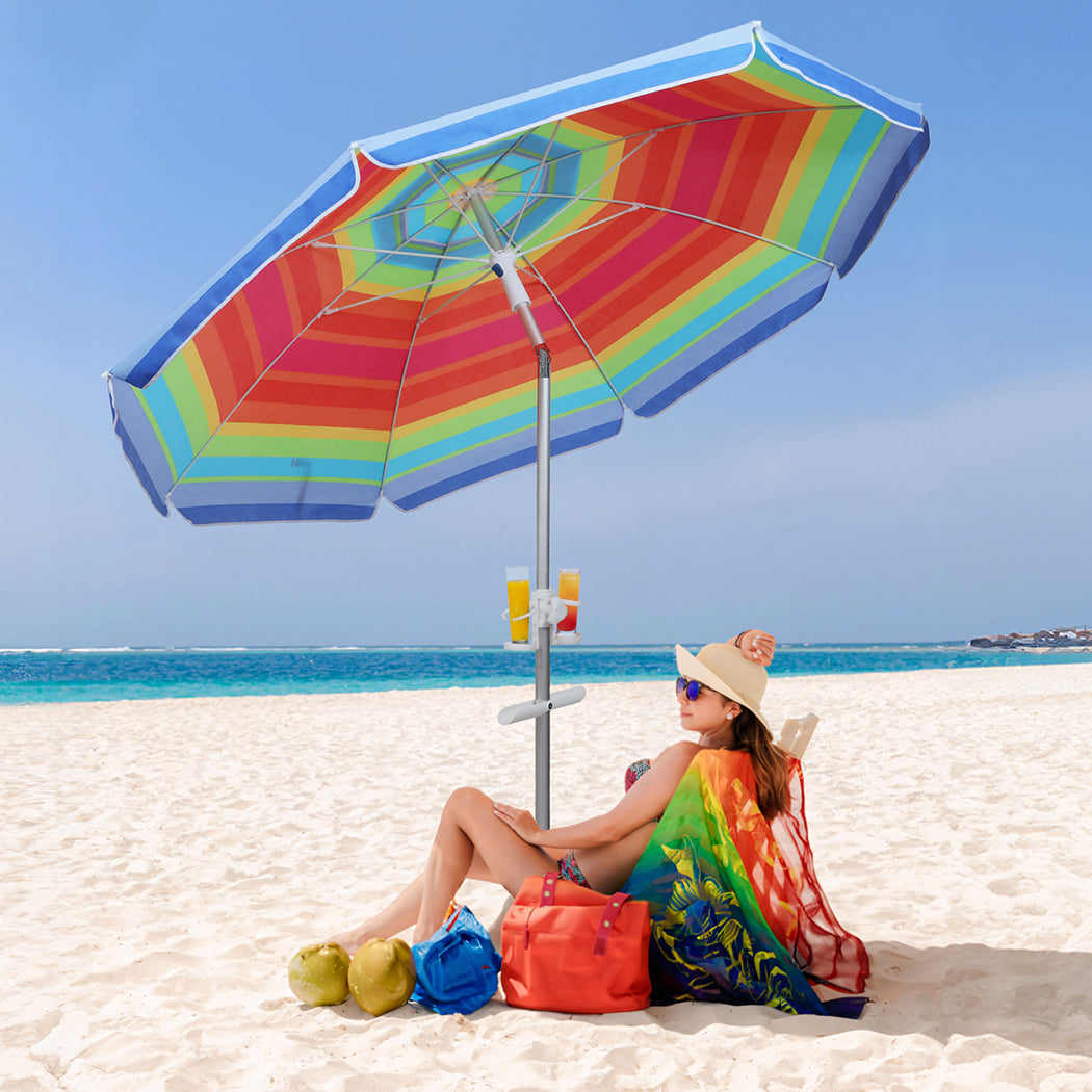 Mountview 2M Outdoor Beach Umbrellas Sand Colorful-1942353680758083591