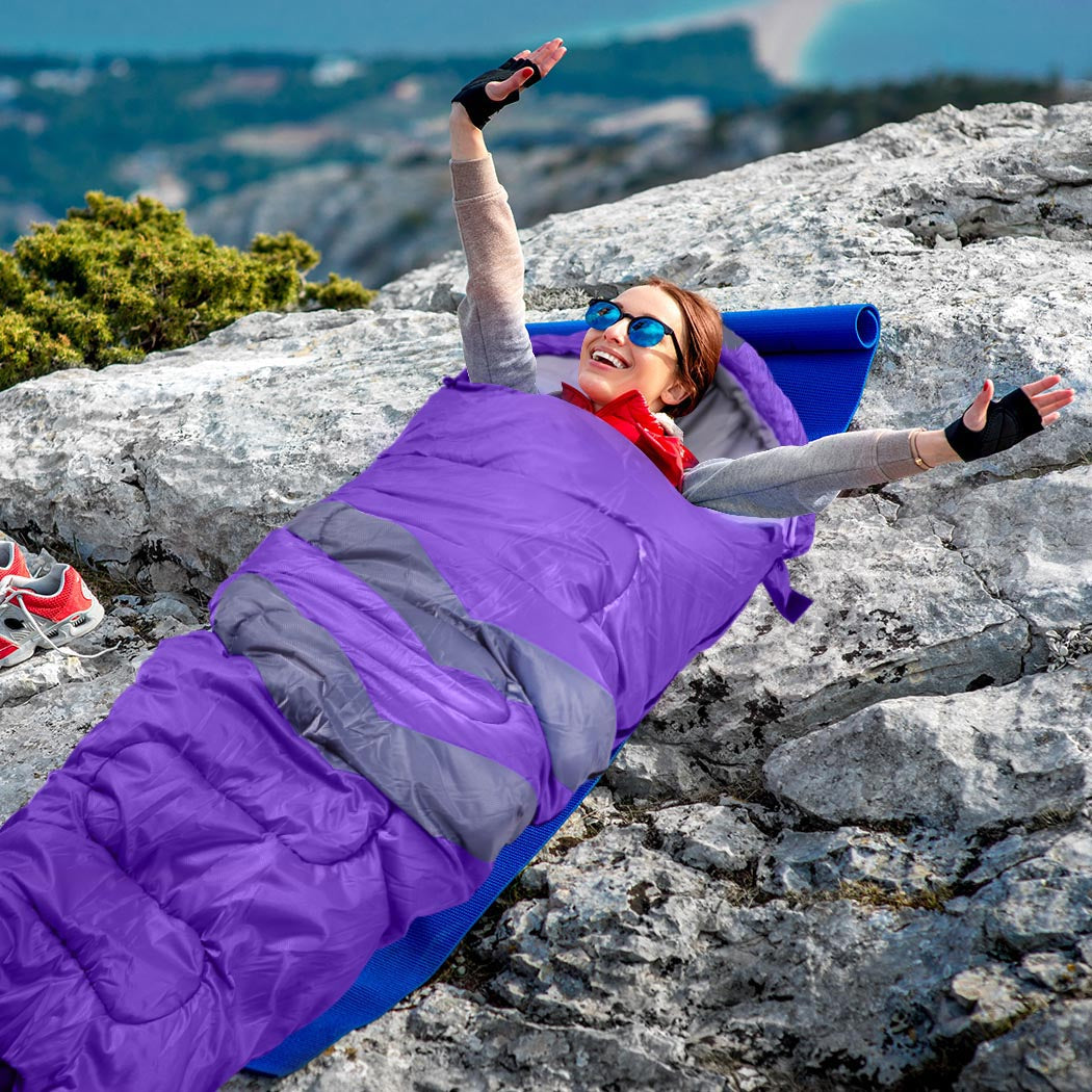 Mountview Single Sleeping Bag Bags Outdoor Purple-1942352891029360647