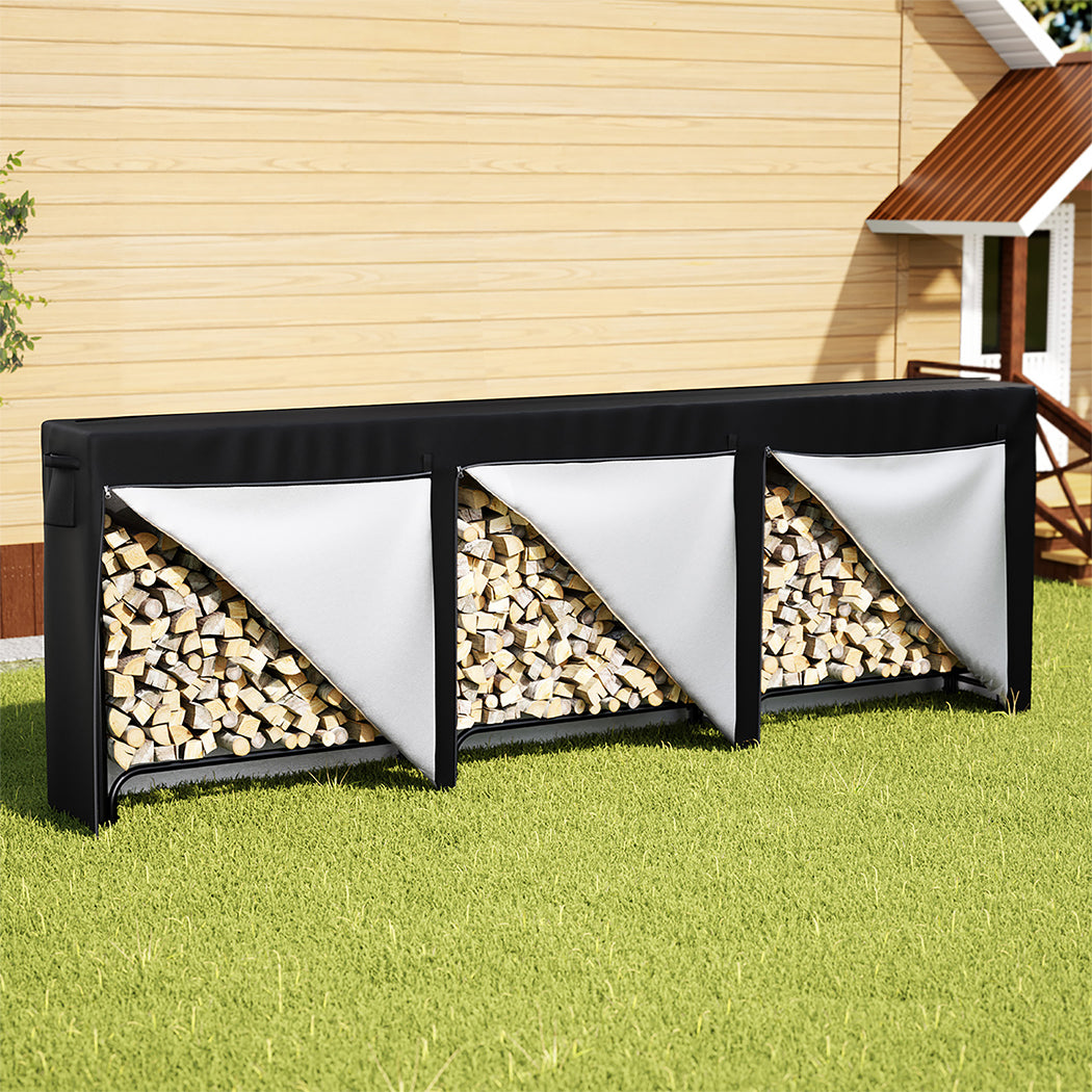 Moyasu Outdoor Firewood Rack Storage with Cover-1942353710516670471