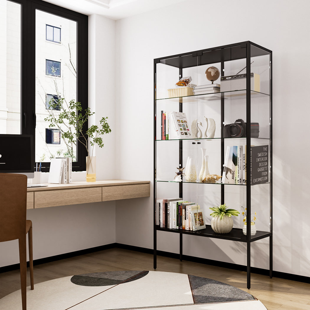 Stacked Glass Display Cabinet Steel 4 Tier 160cm-1937319795359879175
