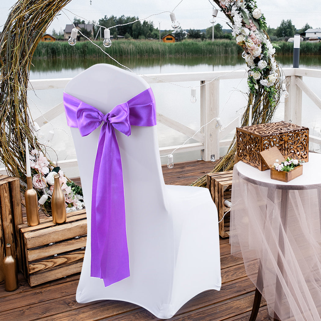 50x Satin Chair Sashes Cloth Cover Wedding Lavender-1942353141123125254